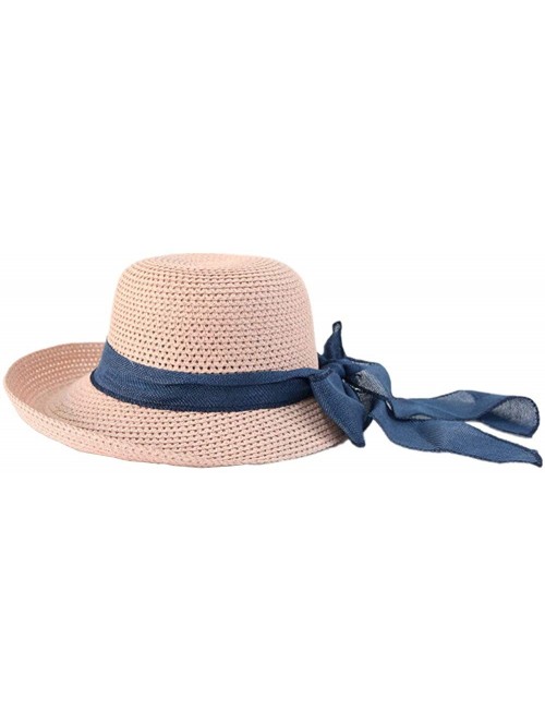 Sun Hats Women's Sun Straw Hat- Big Brim Hat Bowknot Summer Hat Foldable Roll up Floppy Sunhat Beach for Women - CZ18RSY97ES ...