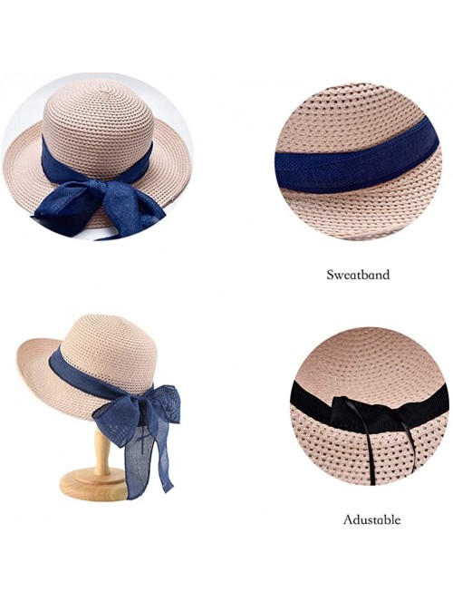 Sun Hats Women's Sun Straw Hat- Big Brim Hat Bowknot Summer Hat Foldable Roll up Floppy Sunhat Beach for Women - CZ18RSY97ES ...