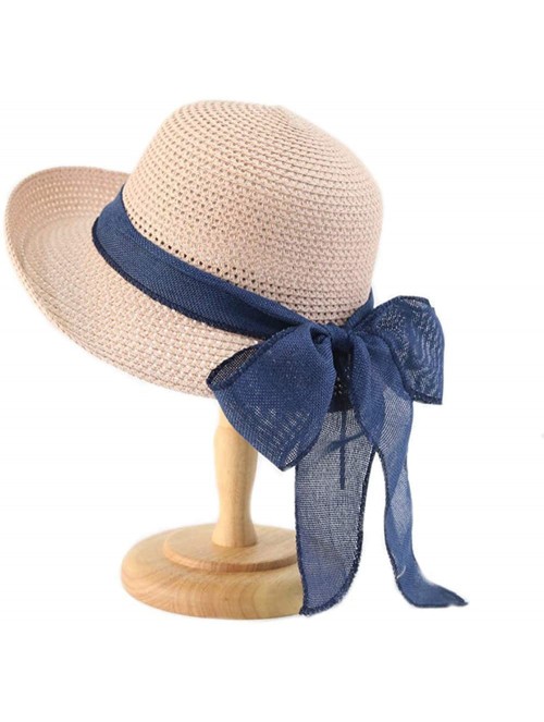 Sun Hats Women's Sun Straw Hat- Big Brim Hat Bowknot Summer Hat Foldable Roll up Floppy Sunhat Beach for Women - CZ18RSY97ES ...