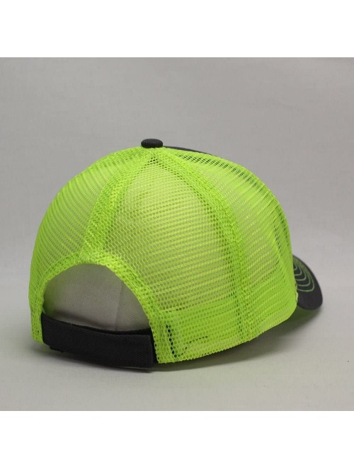 Baseball Caps Plain Two Tone Cotton Twill Mesh Adjustable Trucker Baseball Cap - Charcoal Gray/Neon Yellow - CG180DTMSID $15.88