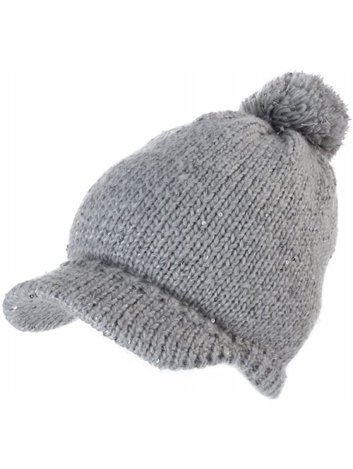 Skullies & Beanies Womens Knit Newsboy Cap Warm Lined Winter Hat 100% Soft Acrylic with Visor - 89230_grey - CC188A8N72L $15.01