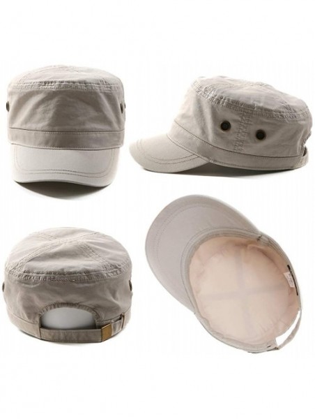 Newsboy Caps Mens Cotton Military Army Hat Cadet Baseball Cap for Women 56-64cm - 68033beige - CB197IG6M25 $21.29