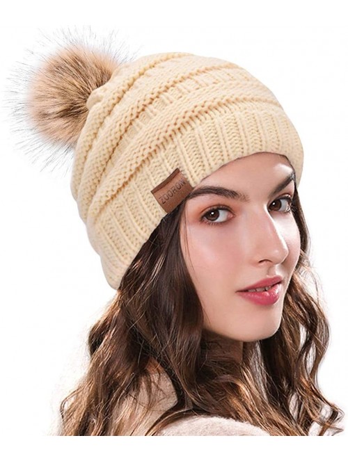 Skullies & Beanies Ponytail Beanie for Women Warm Knit Messy High Bun with Ponytail Hole Winter Soft Stretch Hat Cap - A02-be...