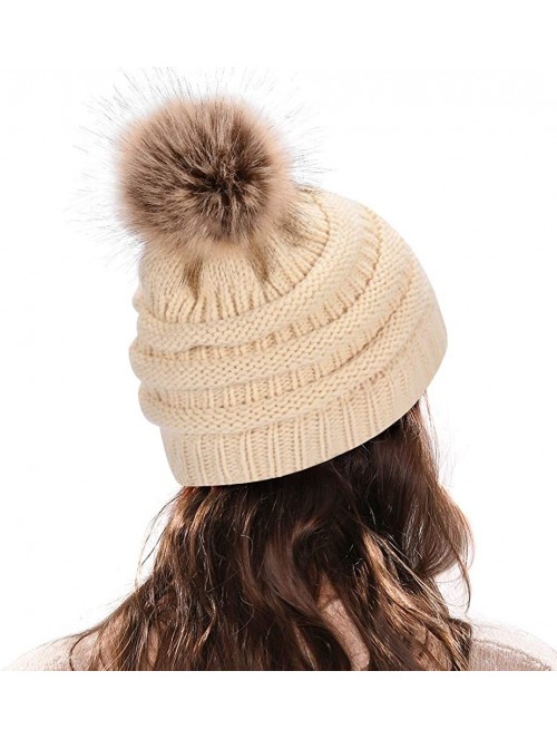 Skullies & Beanies Ponytail Beanie for Women Warm Knit Messy High Bun with Ponytail Hole Winter Soft Stretch Hat Cap - A02-be...