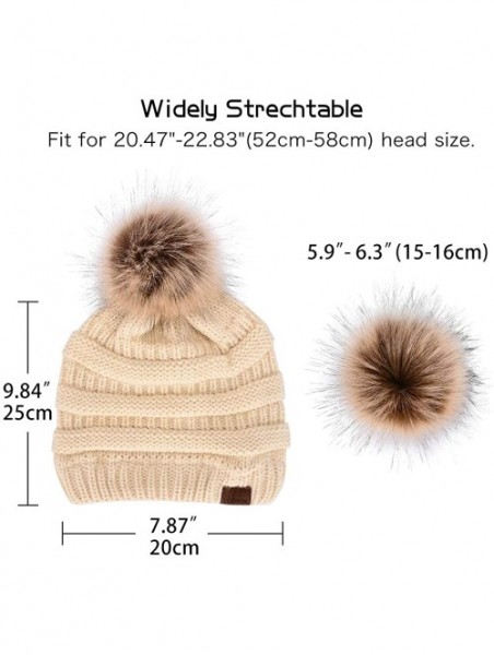 Skullies & Beanies Ponytail Beanie for Women Warm Knit Messy High Bun with Ponytail Hole Winter Soft Stretch Hat Cap - A02-be...