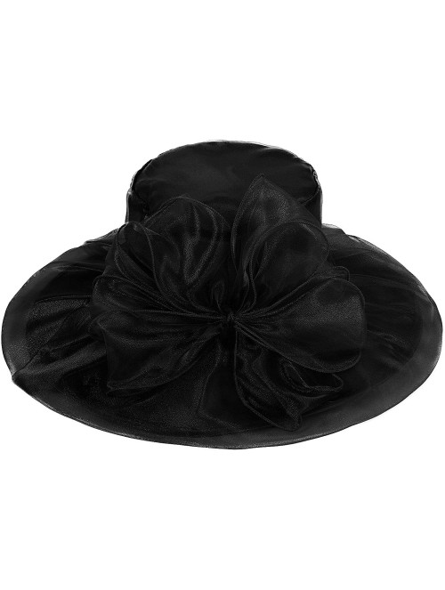 Sun Hats Women Kentucky Derby Ascot Girls Tea Party Dress Church Lace Hats - Black - CP12526T2DJ $27.26