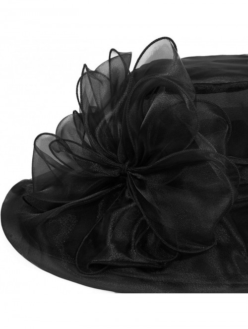 Sun Hats Women Kentucky Derby Ascot Girls Tea Party Dress Church Lace Hats - Black - CP12526T2DJ $27.26