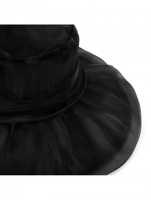 Sun Hats Women Kentucky Derby Ascot Girls Tea Party Dress Church Lace Hats - Black - CP12526T2DJ $27.26