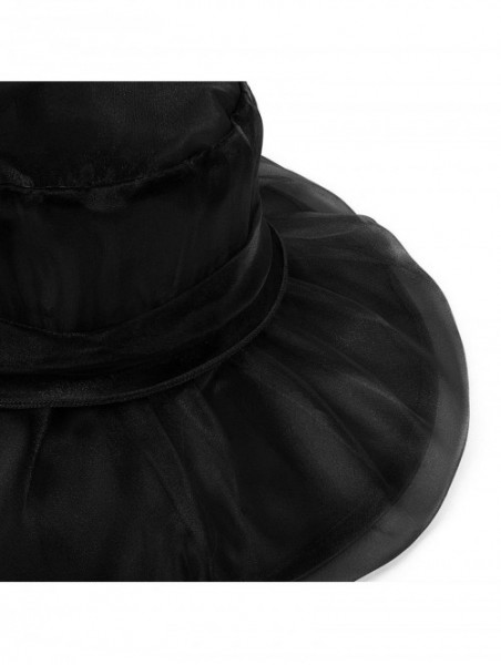 Sun Hats Women Kentucky Derby Ascot Girls Tea Party Dress Church Lace Hats - Black - CP12526T2DJ $27.26