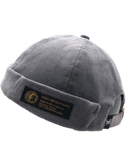 Skullies & Beanies Rolled Cuff Work Beanie Watch Cap Corduroy Docker Leon Brimless Hat Harbour Hat - Gray - C818NHRM0NL $14.63