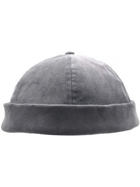 Skullies & Beanies Rolled Cuff Work Beanie Watch Cap Corduroy Docker Leon Brimless Hat Harbour Hat - Gray - C818NHRM0NL $14.63