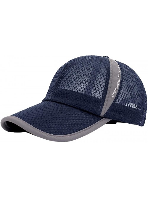 Baseball Caps Unisex Mesh Tennis Cap Outdoor Anti-UV Quick Dry Adjustable Running Baseball Hat - Navy Blue - CF18RXY6QIT $12.40