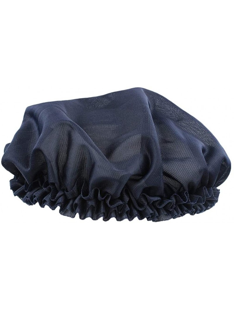 Headbands Women Cotton Flower Sleep Night Cap Head Cover Bonnet - Navy Blue - CK18ME8XO6N $12.23