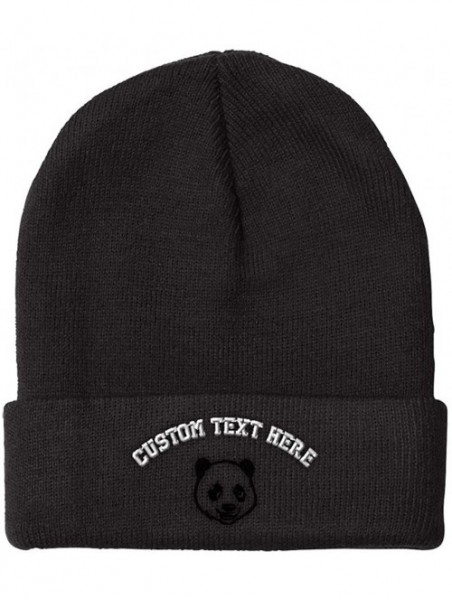 Skullies & Beanies Custom Beanie for Men & Women Panda Bear Face Embroidery Acrylic Skull Cap Hat - Black - CI18ZRAWXHH $22.88