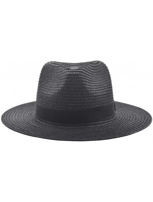 Fedoras Unisex Beach Straw Hat Jazz Sunshade Panama Trilby Fedora Hat Gangster Cap Straw hat Summer Best 2019 New - CU18QYER9...