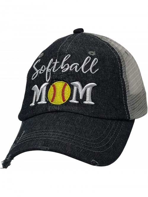 Baseball Caps Softball Mom Embroidered Baseball Hat Mesh Trucker Style Hat Cap Dark Grey - CM18RCENGIM $30.65