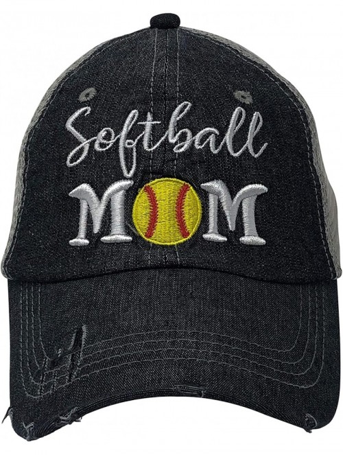 Baseball Caps Softball Mom Embroidered Baseball Hat Mesh Trucker Style Hat Cap Dark Grey - CM18RCENGIM $30.65