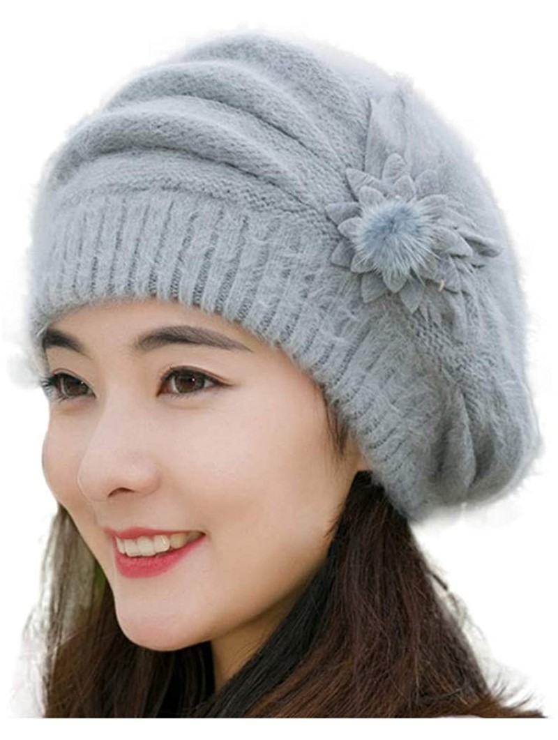 Skullies & Beanies Women Ladies Winter Knitting Hat Warm Artificial Wool Snow Ski Caps With Visor - S-gray - CF18L76HM80 $9.29