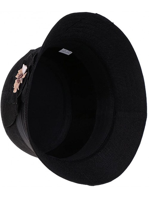 Headbands Womens Fashion Style Cloche Bucket Hat with Flower Accent Fedoras Hat - Black - CR180HTEM3U $11.79