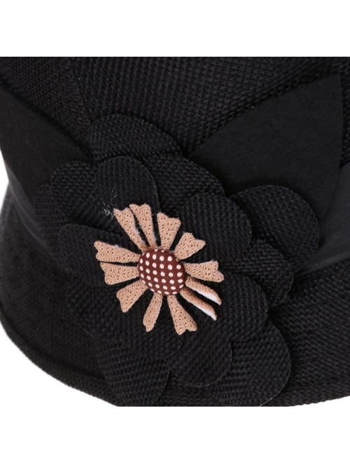 Headbands Womens Fashion Style Cloche Bucket Hat with Flower Accent Fedoras Hat - Black - CR180HTEM3U $11.79