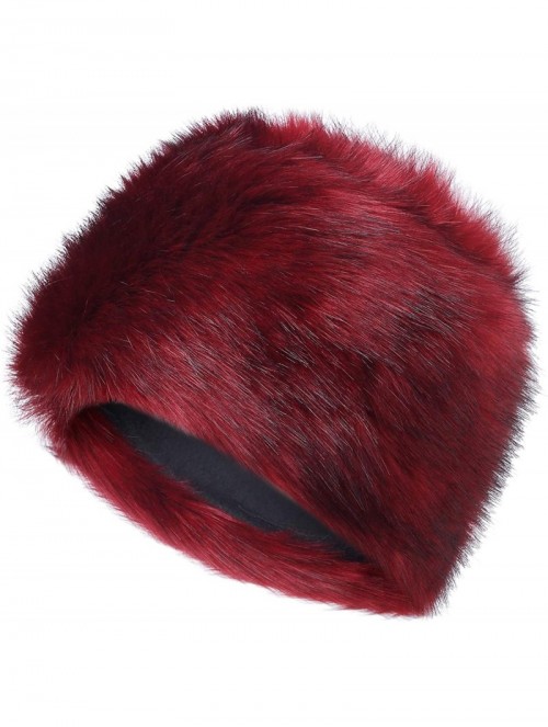 Skullies & Beanies Faux Fur Cossack Russian Style Hat for Ladies Winter Hats Ski Christmas Caps - Wine Black - CL18HWEASGW $1...