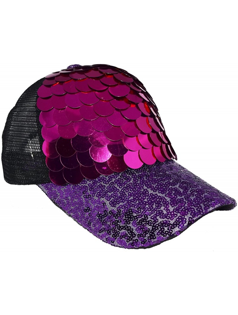 Baseball Caps Unisex Bling Mermaid Scales Sequin Trucker Hats Adjustable Mesh Caps Baseball Party Hat - Purple - C5184NOL5UN ...