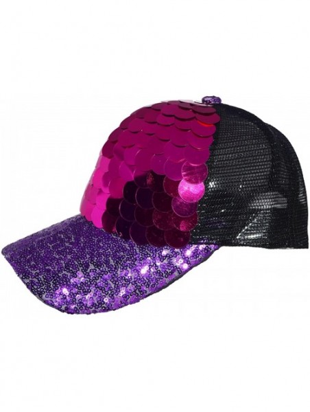 Baseball Caps Unisex Bling Mermaid Scales Sequin Trucker Hats Adjustable Mesh Caps Baseball Party Hat - Purple - C5184NOL5UN ...