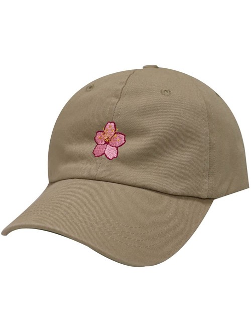 Baseball Caps Cherry Blossom Cotton Baseball Cap - Khaki - CW18339GH65 $17.57