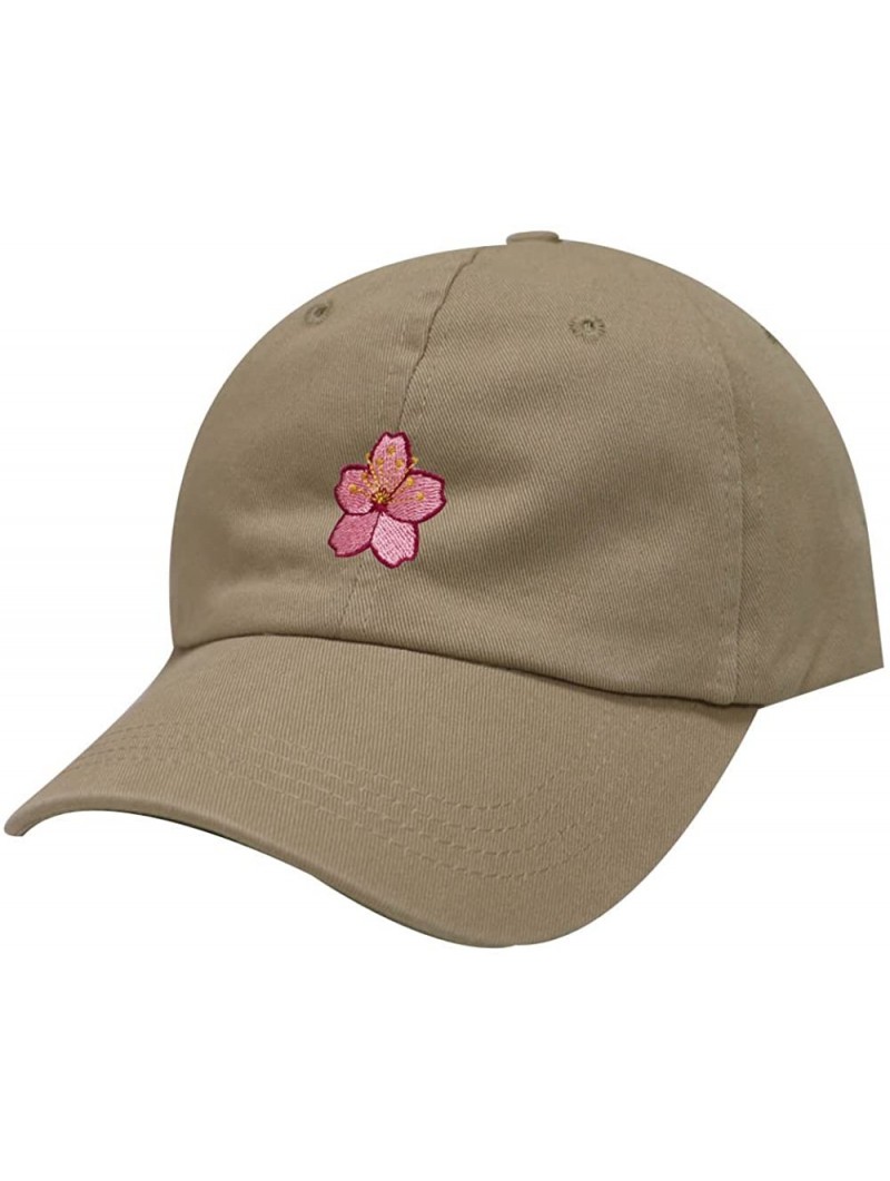 Baseball Caps Cherry Blossom Cotton Baseball Cap - Khaki - CW18339GH65 $17.57