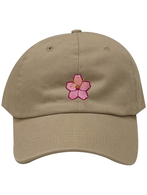 Baseball Caps Cherry Blossom Cotton Baseball Cap - Khaki - CW18339GH65 $17.57