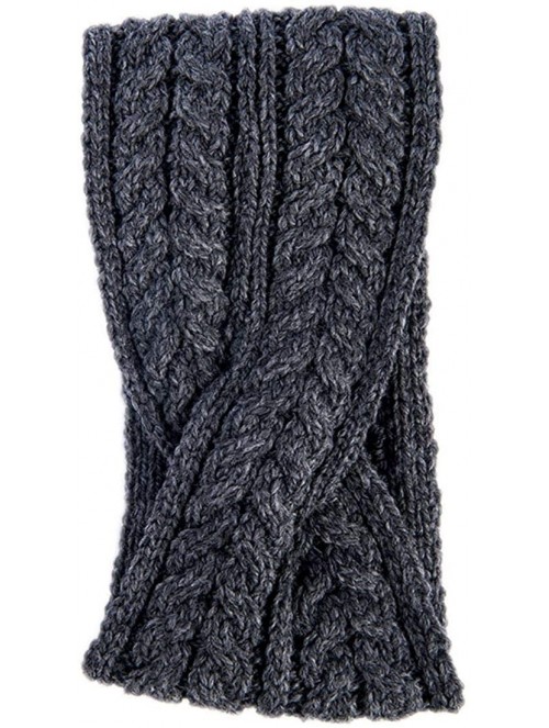 Cold Weather Headbands Super Soft Merino Wool Crossover Headband- Dark Grey Colour - C218WWN4Y5O $33.48