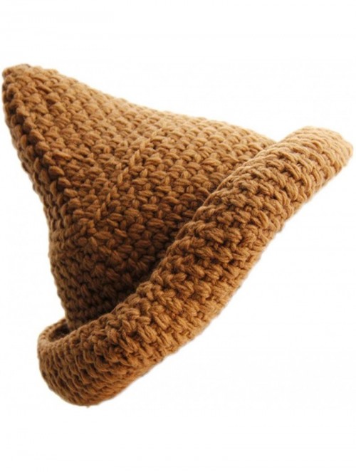 Skullies & Beanies Ewindy Winter Knit Beanie for Women Creative Women Pointy Hat Knitted Cap Warm Cone Witch Hat - Camel Hats...