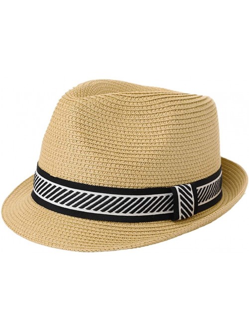 Fedoras Fedora Straw Fashion Sun Hat Packable Summer Panama Beach Hat Men Women 56-62CM - 00774_beige - CG18UMLQDSE $27.65