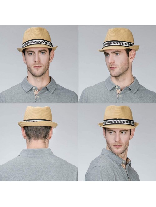 Fedoras Fedora Straw Fashion Sun Hat Packable Summer Panama Beach Hat Men Women 56-62CM - 00774_beige - CG18UMLQDSE $27.65