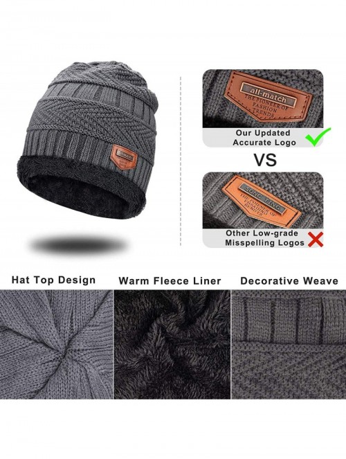 Skullies & Beanies Winter Knit Beanie Hat Neck Warmer Scarf and Touch Screen Gloves Set 2/3 Pcs Fleece Lined Skull Cap for Me...