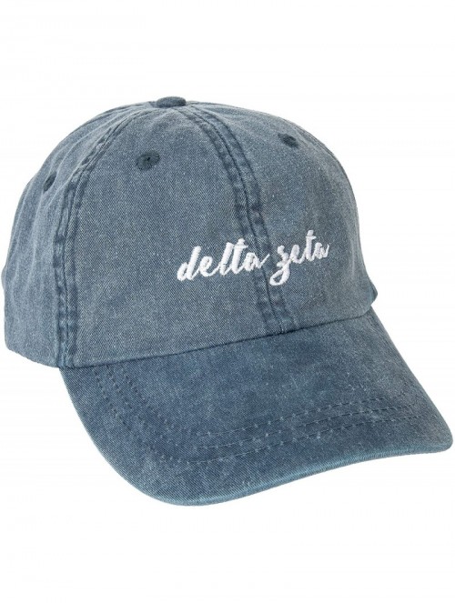 Baseball Caps Delta Zeta (N) Sorority Baseball Hat Cap Cursive Name Font dz - Midnight Blue - C318SDWEOG5 $22.28