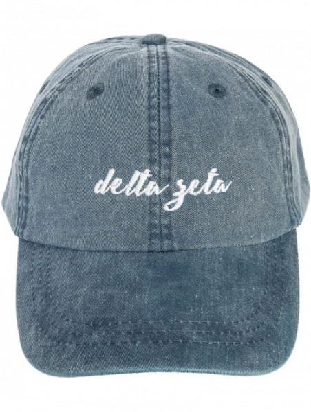 Baseball Caps Delta Zeta (N) Sorority Baseball Hat Cap Cursive Name Font dz - Midnight Blue - C318SDWEOG5 $22.28