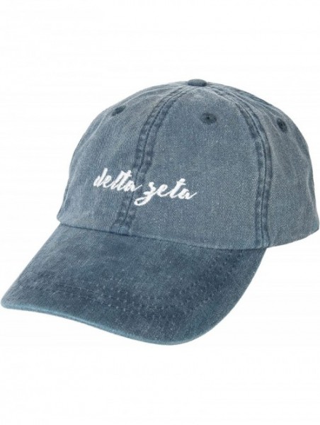 Baseball Caps Delta Zeta (N) Sorority Baseball Hat Cap Cursive Name Font dz - Midnight Blue - C318SDWEOG5 $22.28