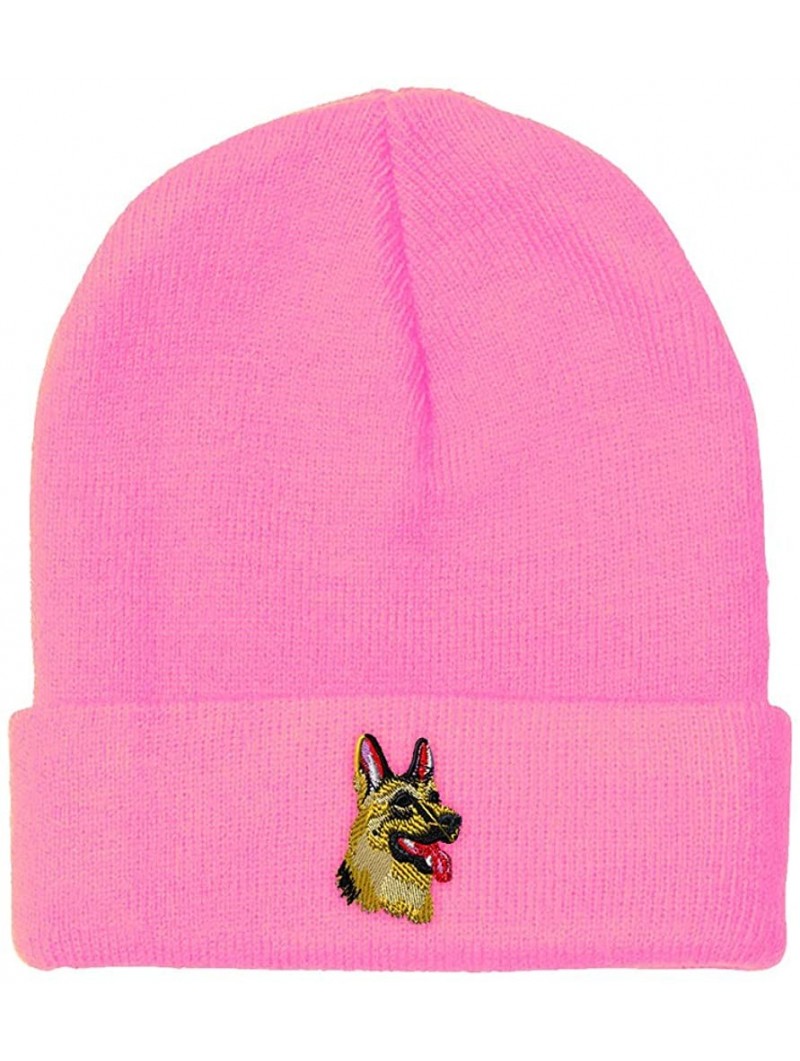 Skullies & Beanies Custom Beanie for Men & Women German Shepherd Head B Embroidery Skull Cap Hat - Soft Pink - CW18ZS28L8M $1...