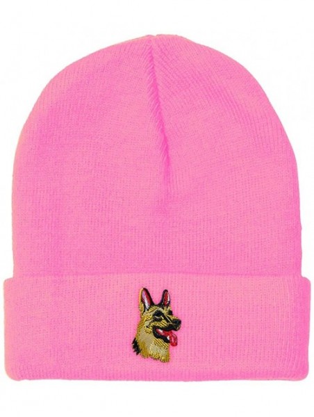 Skullies & Beanies Custom Beanie for Men & Women German Shepherd Head B Embroidery Skull Cap Hat - Soft Pink - CW18ZS28L8M $1...