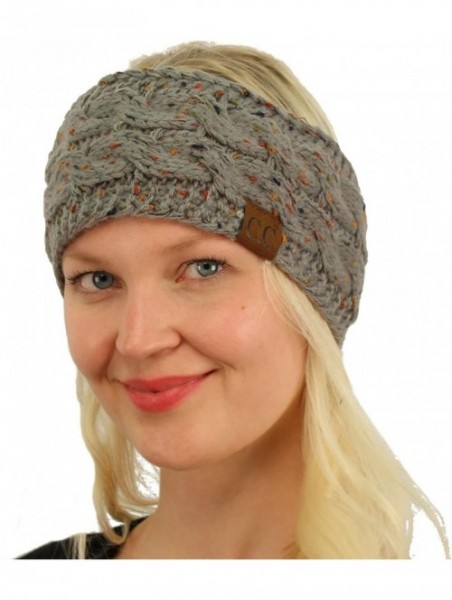 Cold Weather Headbands Winter CC Confetti Warm Fuzzy Fleece Lined Thick Knit Headband Headwrap Hat Cap - Natural Gray - CE187...