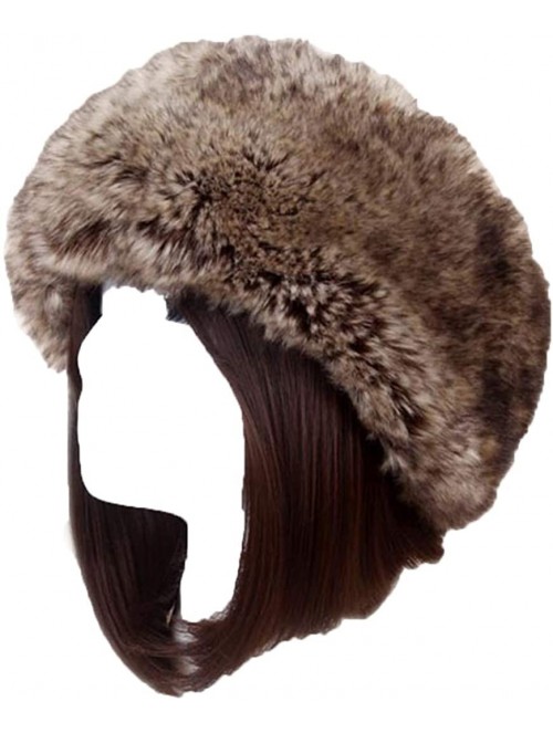 Cold Weather Headbands Women's Faux Fur Headband Soft Winter Cossack Russion Style Hat Cap - Brown Grey - C118L8KHD2L $13.63