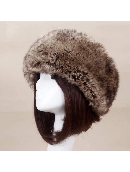 Cold Weather Headbands Women's Faux Fur Headband Soft Winter Cossack Russion Style Hat Cap - Brown Grey - C118L8KHD2L $13.63