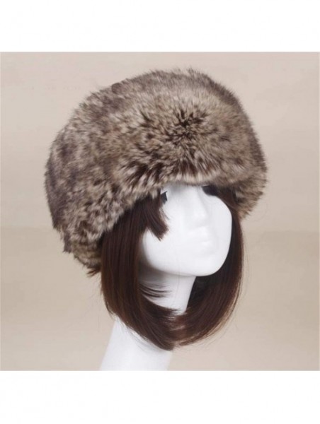 Cold Weather Headbands Women's Faux Fur Headband Soft Winter Cossack Russion Style Hat Cap - Brown Grey - C118L8KHD2L $13.63