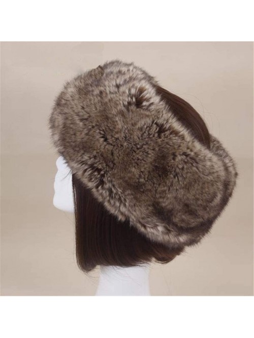 Cold Weather Headbands Women's Faux Fur Headband Soft Winter Cossack Russion Style Hat Cap - Brown Grey - C118L8KHD2L $13.63