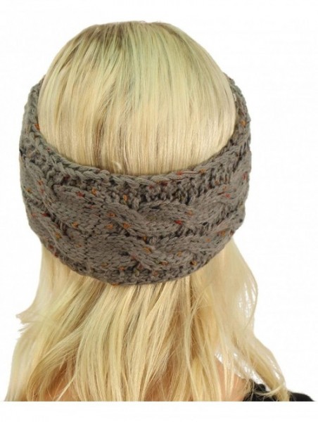 Cold Weather Headbands Winter CC Confetti Warm Fuzzy Fleece Lined Thick Knit Headband Headwrap Hat Cap - Natural Gray - CE187...