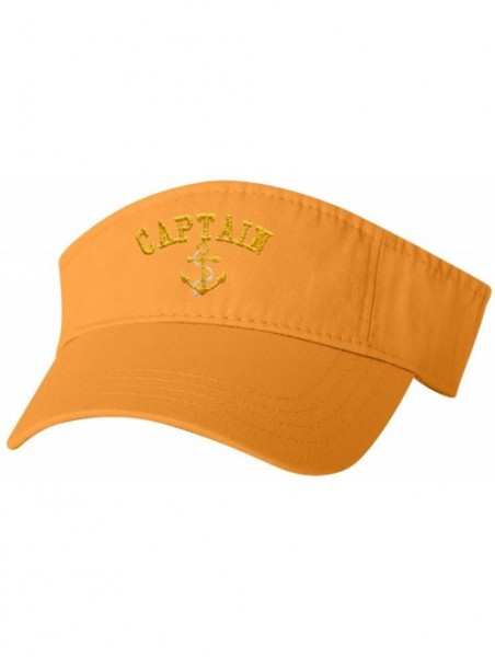 Visors Adult Captain with Anchor Embroidered Visor Dad Hat - Gold - CU184IHZ6X0 $26.44