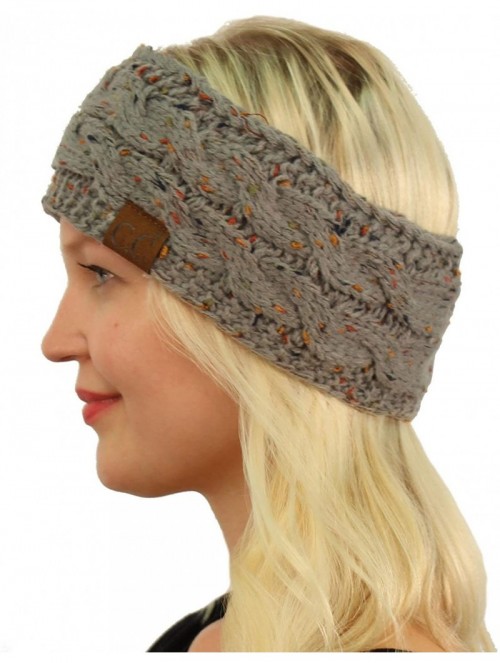 Cold Weather Headbands Winter CC Confetti Warm Fuzzy Fleece Lined Thick Knit Headband Headwrap Hat Cap - Natural Gray - CE187...