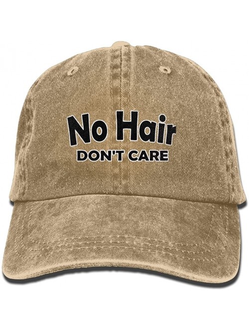 Baseball Caps Mens/Womens No Hair Don't Care Funny Denim Hat Trucker Cap Cotton Black - Natural - CL18CSDEUQH $18.81