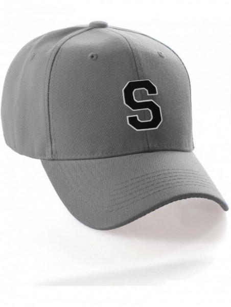 Baseball Caps Classic Baseball Hat Custom A to Z Initial Team Letter- Charcoal Cap White Black - Letter S - CD18IDTOXSE $13.90